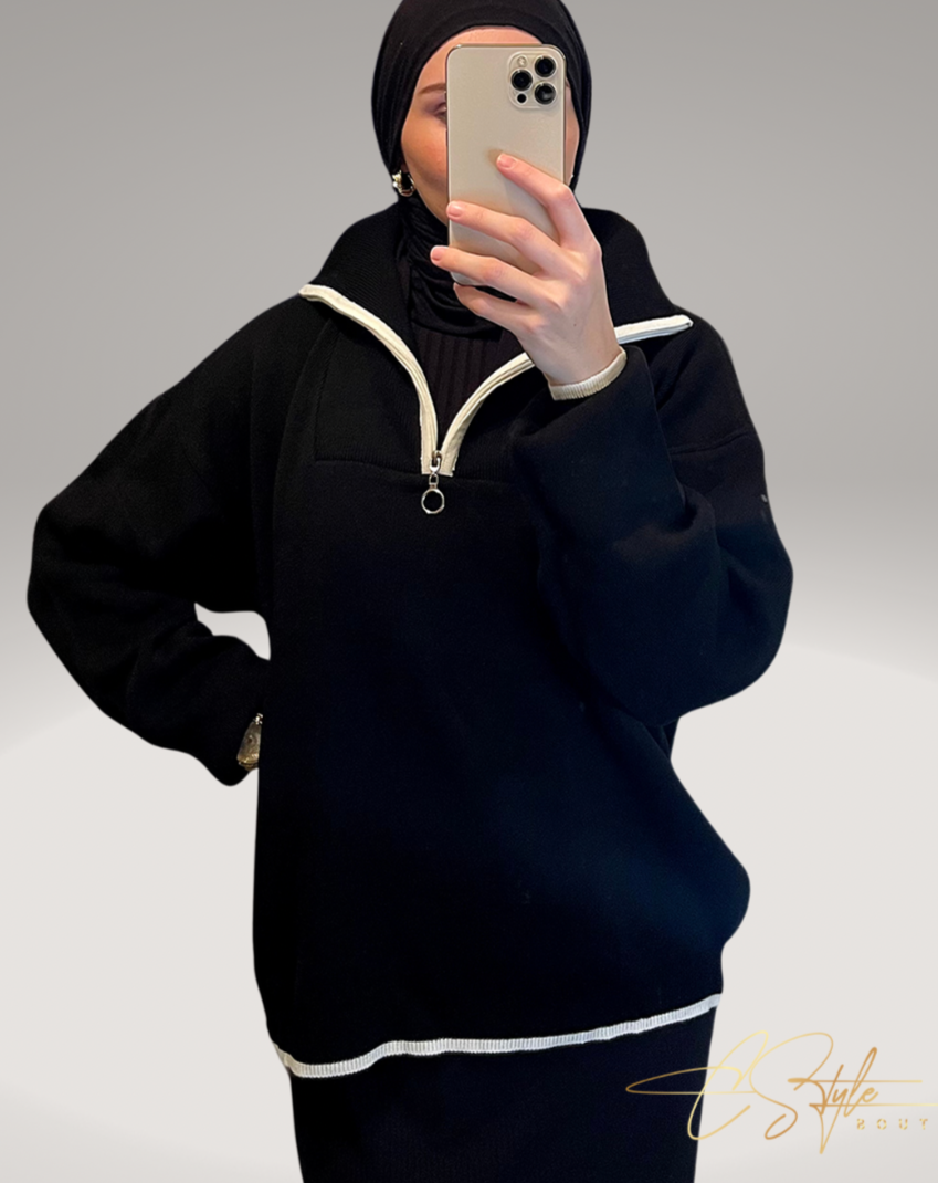 Sweat noir zippé